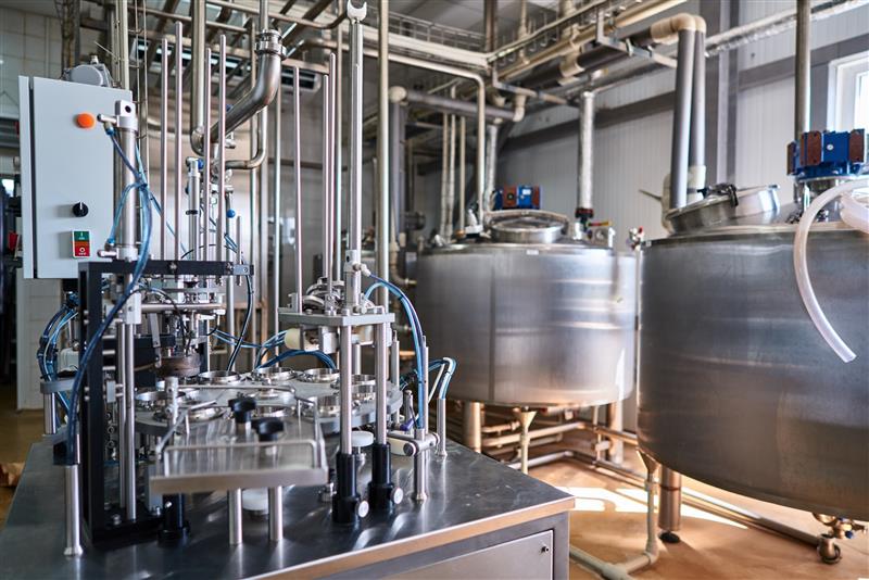 A chocolate factory with hygienic stainless steel pipework and fittings